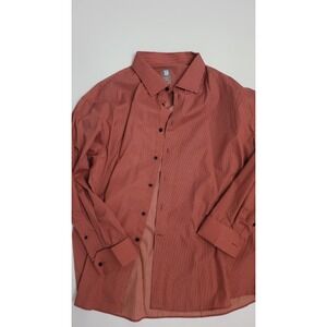 Stacy Adams Shirt Men 19 34/35 Long Sleeve Button Up Orange Striped